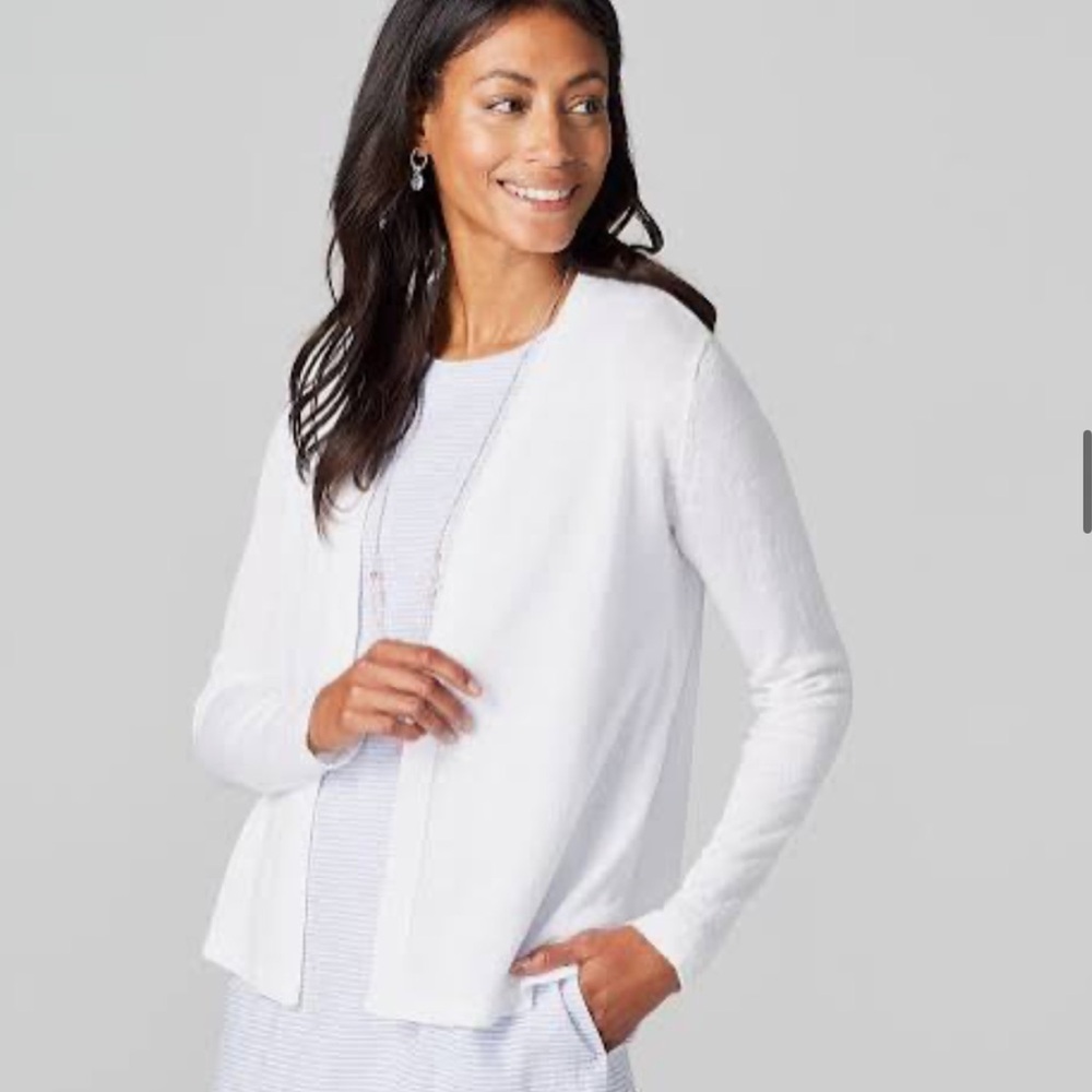 Women’s White Open-Front Sweater Cardigan